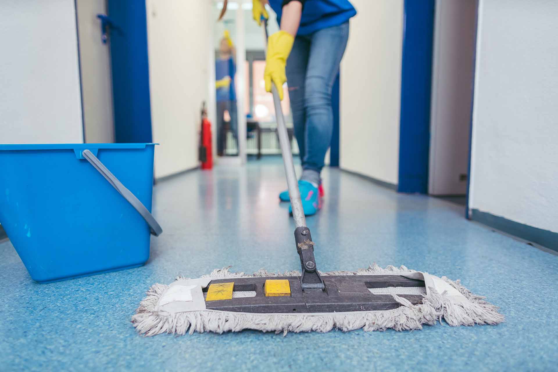 Vertical-Cleaning Mop on floor